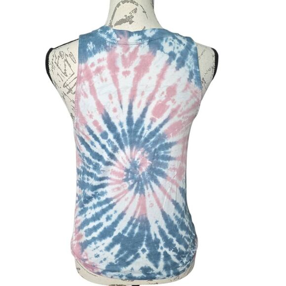 Hippie Rose Women's Size Small Pink Blue Tie-Dye Sleeveless Knot Front Tank Top - Picture 5 of 6